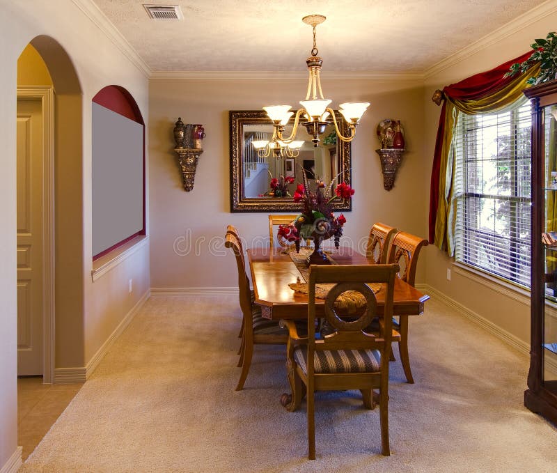 Dining room of an upper middle class home in the US. Dining room of an upper middle class home in the US.