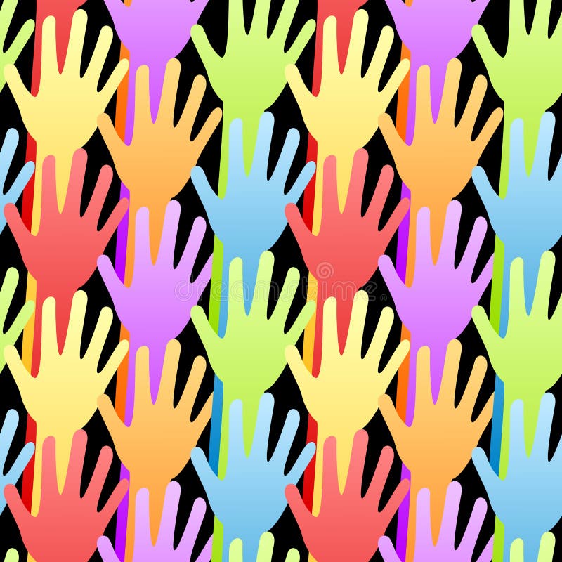 Rainbow waiving hands and arms background. May be voting, volunteering, waving or saying goodbye. Seamless Tile. Rainbow waiving hands and arms background. May be voting, volunteering, waving or saying goodbye. Seamless Tile.