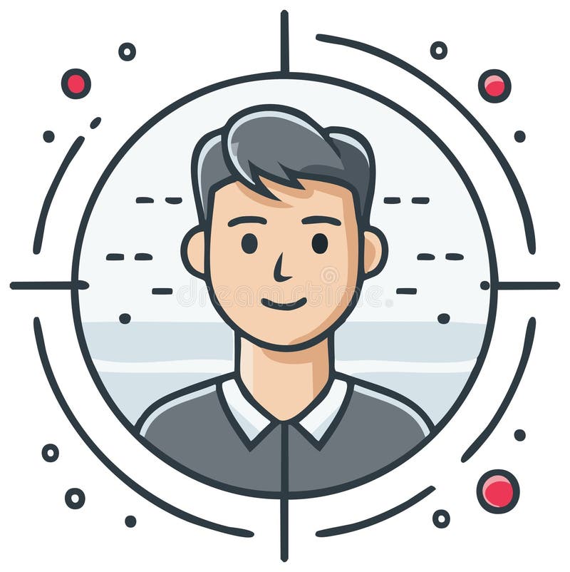 Targeted Man Icon: Conceptual Illustration of Focus, Aim, and Strategic Vision vector illustration