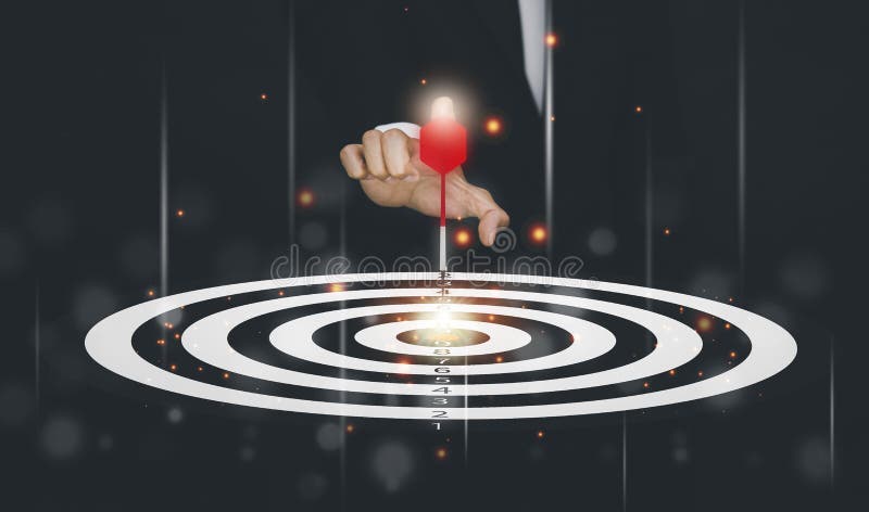 Targeting the business concept, Businessman throwing red arrow dart to virtual target dart board,Executive marketing, investment g vector illustration