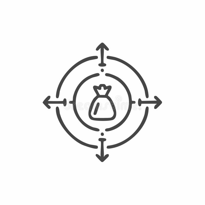 Targeting Financial Goals Line Icon stock illustration