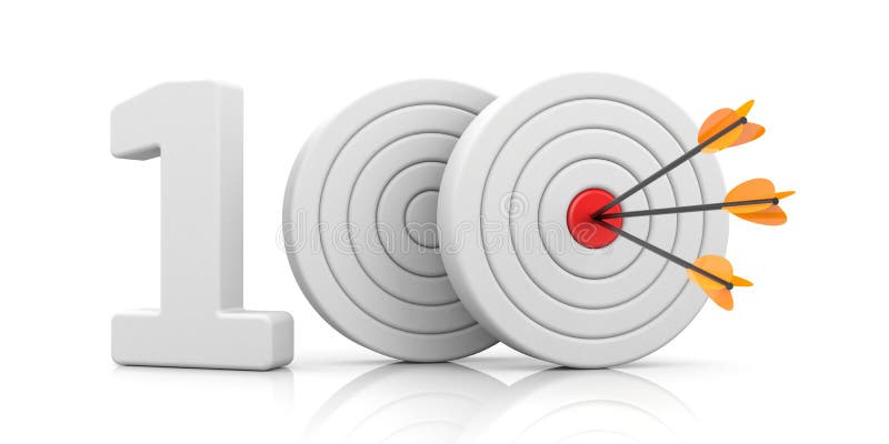 Targets With Arrow Form The Red Number 100. Accurate Shot Metaphors Stock Illustration - Illustration Of Precise, Excellence: 85926873