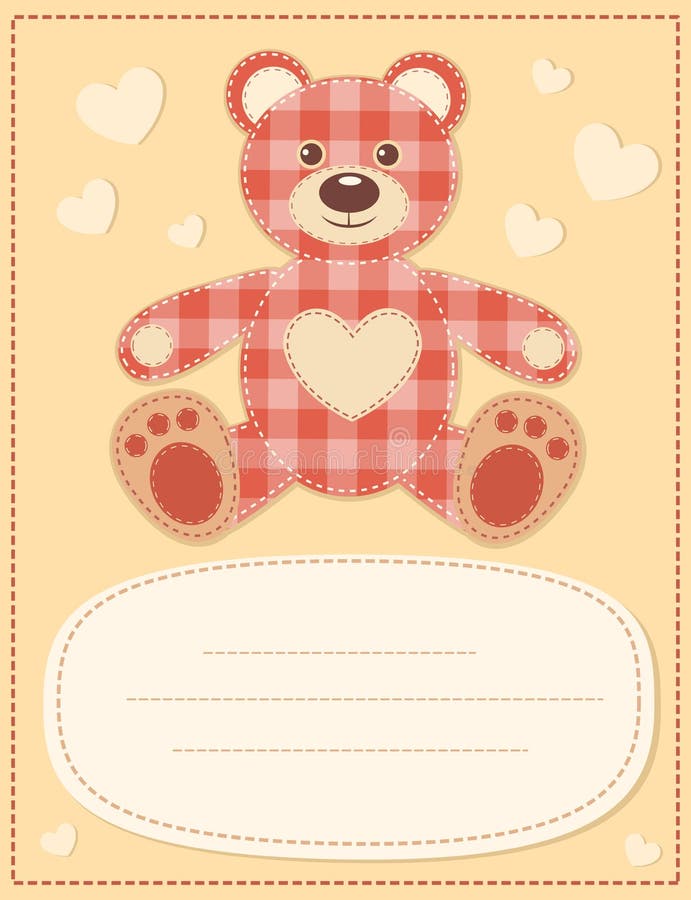 Tarjeta con el oso de peluche para la ducha de bebé 2 ilustración del vector Tarjeta con el oso de peluche para la ducha de bebé 2 ilustración del vector