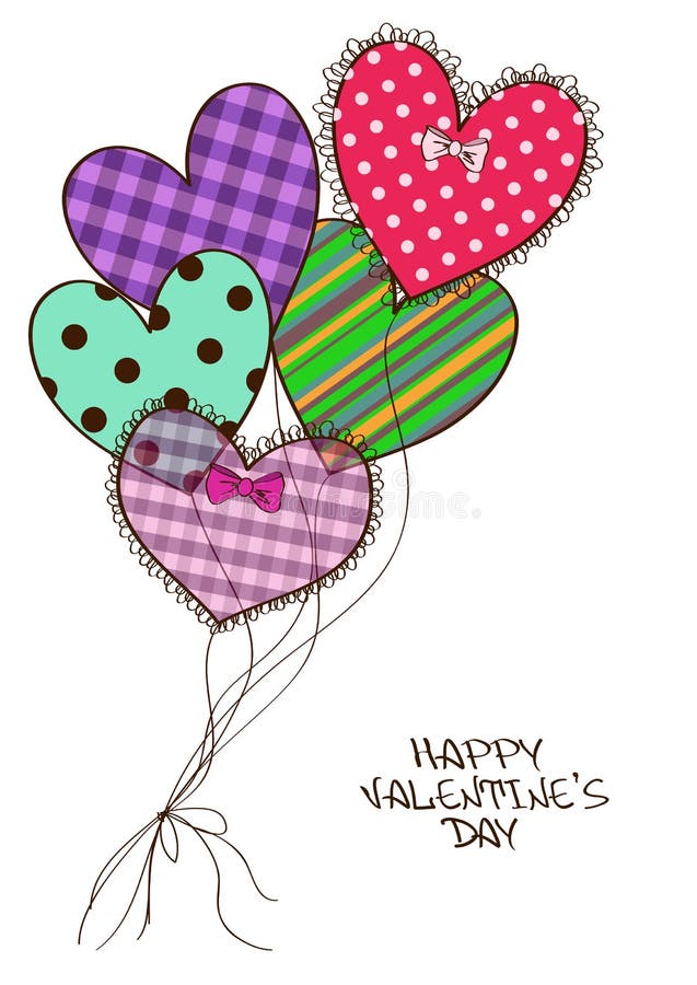Tarjeta con los balones de aire del corazón de la reservación del pedazo stock de ilustración Tarjeta con los balones de aire del corazón de la reservación del pedazo stock de ilustración