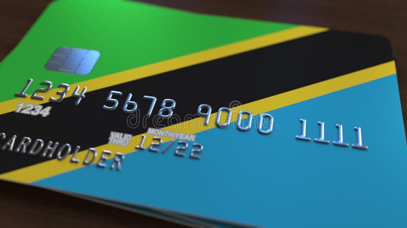 Tarjeta de banco plástica que ofrece la bandera de Tanzania Representación relacionada al sistema bancaria nacional tanzana 3D libre illustration Tarjeta de banco plástica que ofrece la bandera de Tanzania Representación relacionada al sistema bancaria nacional tanzana 3D libre illustration