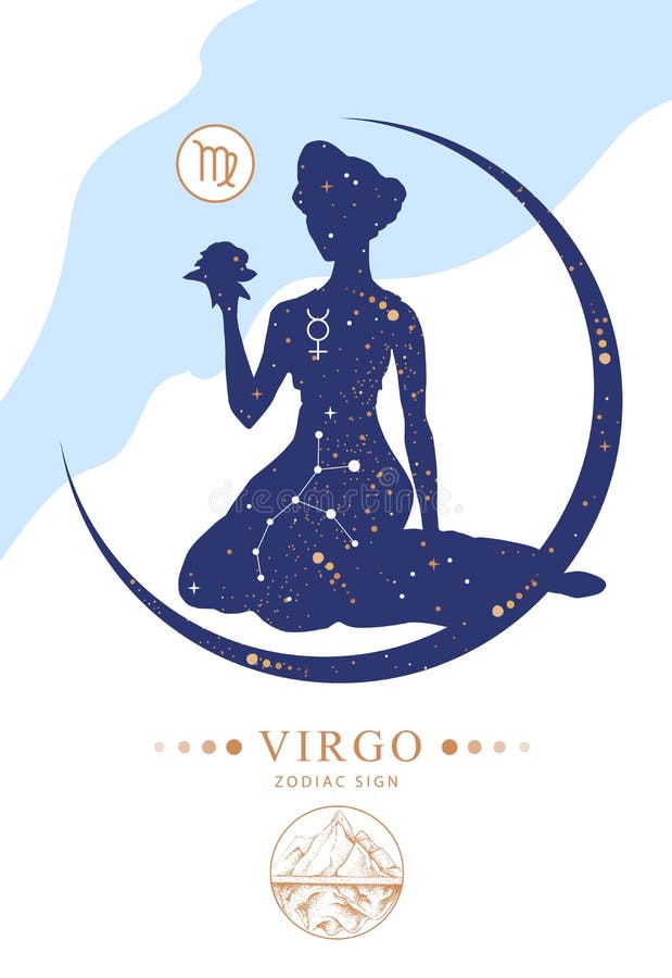 Tarjeta De Brujeria Magica Moderna Con Signo De Astrologia Virgo Zodiac Ilustracion Del Vector Ilustracion De Cartel Adivino
