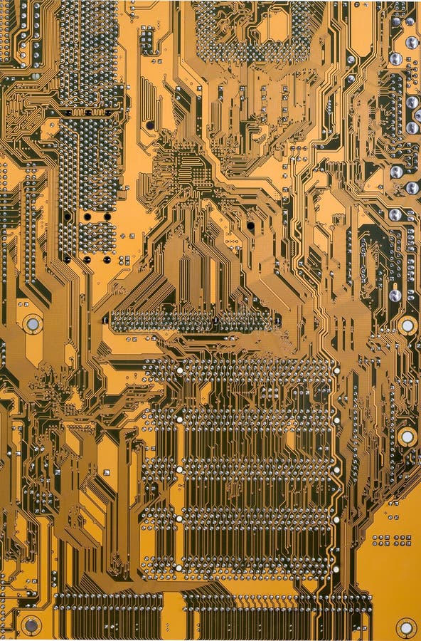 Match integrated, photo of brown motherboard computer. Match integrated, photo of brown motherboard computer