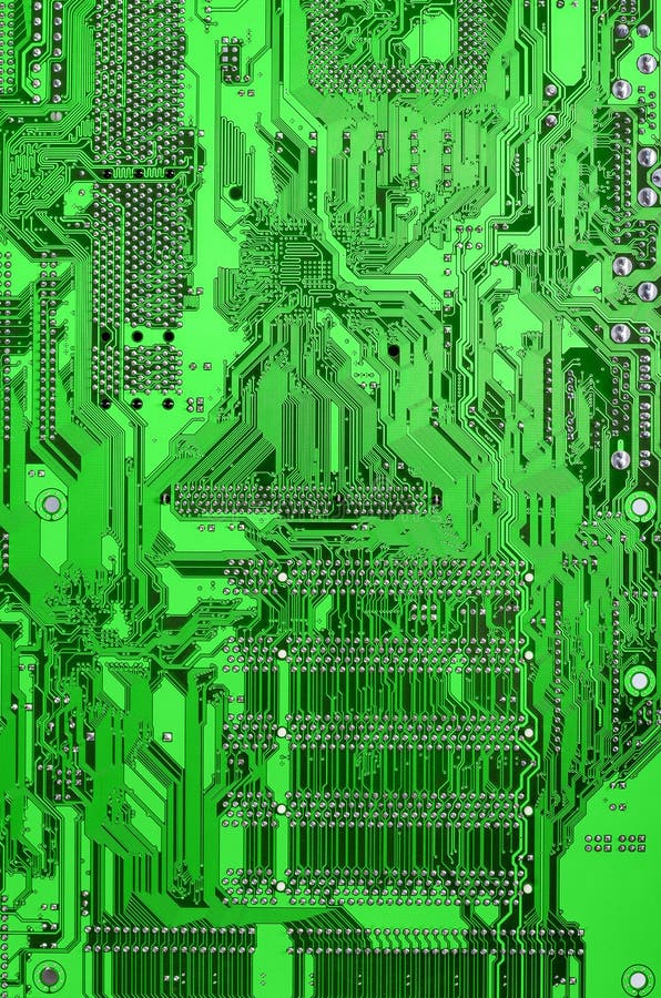 Match integrated, photo of green motherboard computer. Match integrated, photo of green motherboard computer