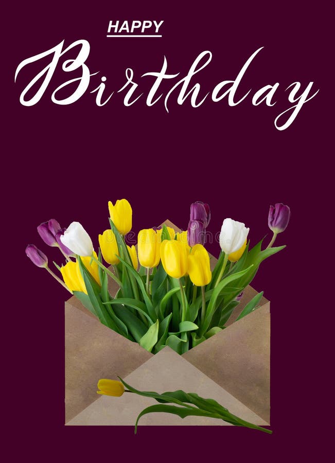 Tarjeta de cumpleaños con flores para una mujer o una niña.