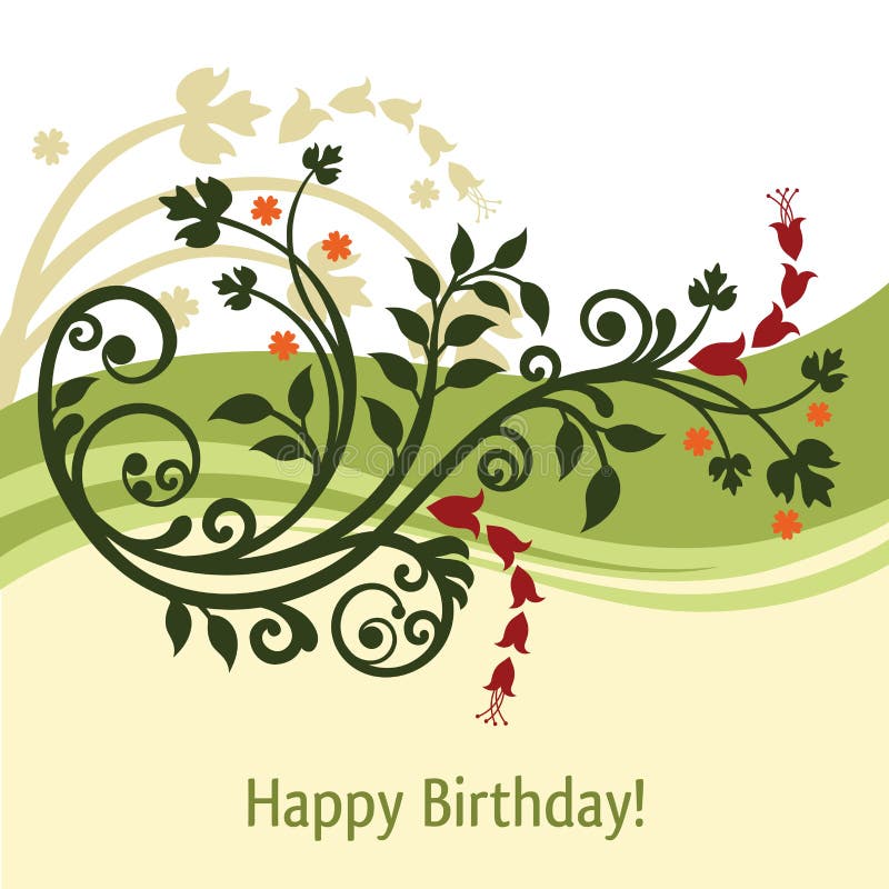 Tarjeta de cumpleaños verde y amarilla ilustración del vector Tarjeta de cumpleaños verde y amarilla ilustración del vector