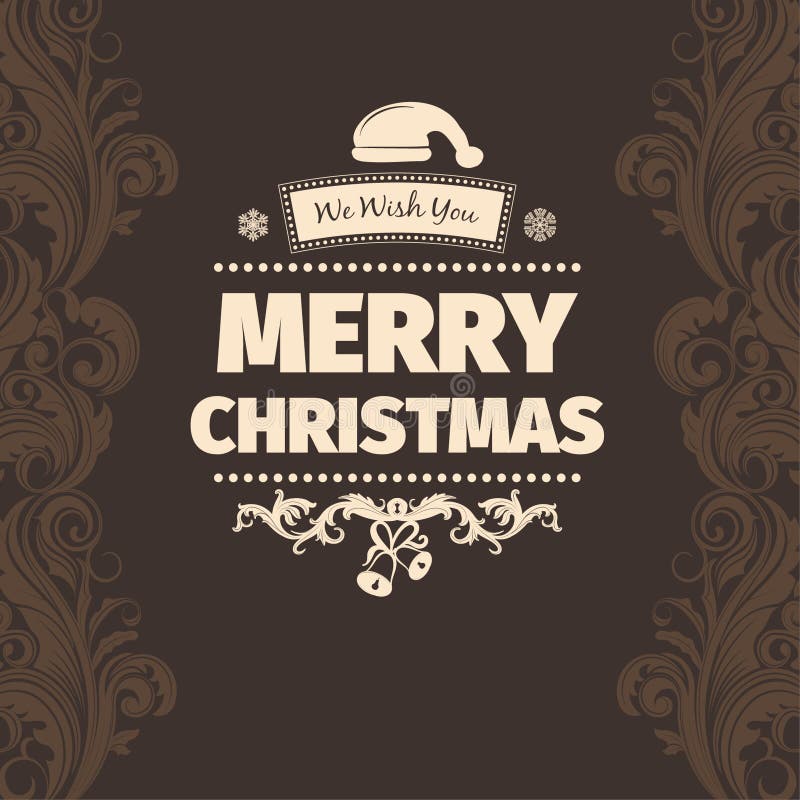 Tarjeta de felicitaciones amarillo claro de la Feliz Navidad del esquema de color del vector del marrón moderno del estilo libre illustration Tarjeta de felicitaciones amarillo claro de la Feliz Navidad del esquema de color del vector del marrón moderno del estilo libre illustration
