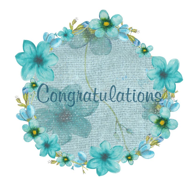 Tarjeta de felicitación con las flores azules stock de ilustración Tarjeta de felicitación con las flores azules stock de ilustración