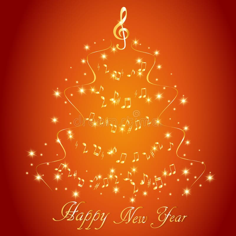 Tarjeta de felicitación con un árbol de navidad musical abstracto, con las notas y la clave de sol libre illustration Tarjeta de felicitación con un árbol de navidad musical abstracto, con las notas y la clave de sol libre illustration