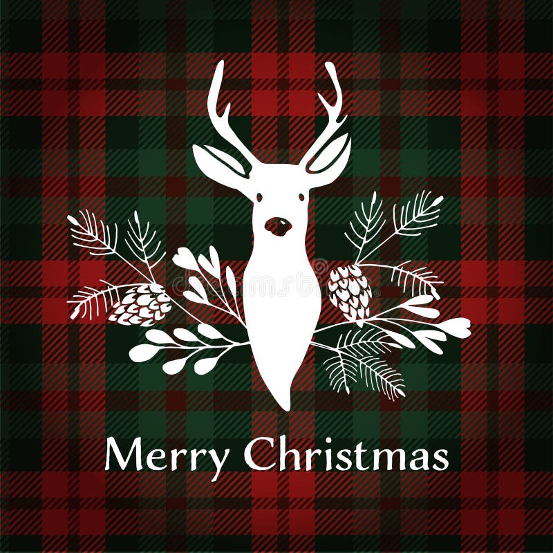 Tarjeta de felicitación de la Feliz Navidad Reno con el ramo de la Navidad libre illustration