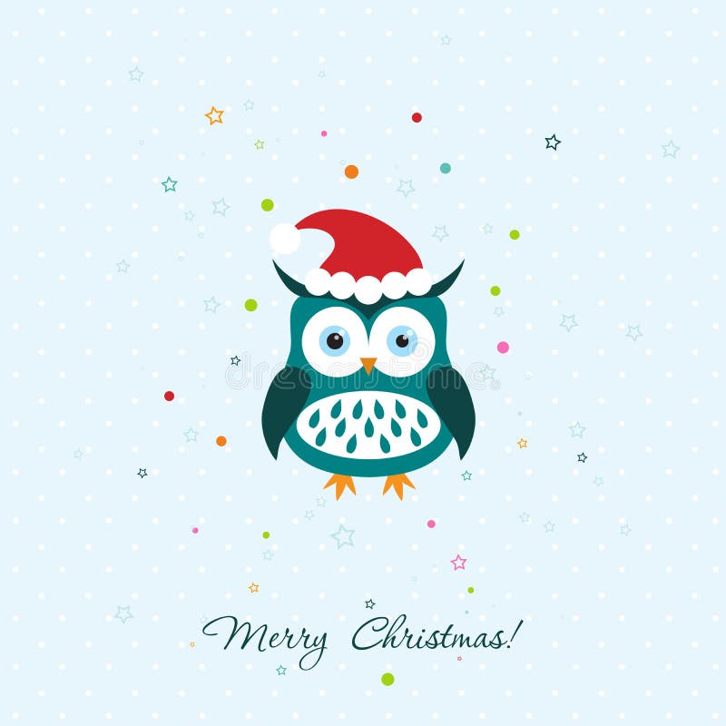 Tarjeta de felicitación de la Navidad de la plantilla con un búho, vector ilustración del vector