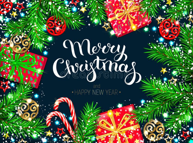 Tarjeta de felicitación del Año Nuevo de la Navidad stock de ilustración Tarjeta de felicitación del Año Nuevo de la Navidad stock de ilustración