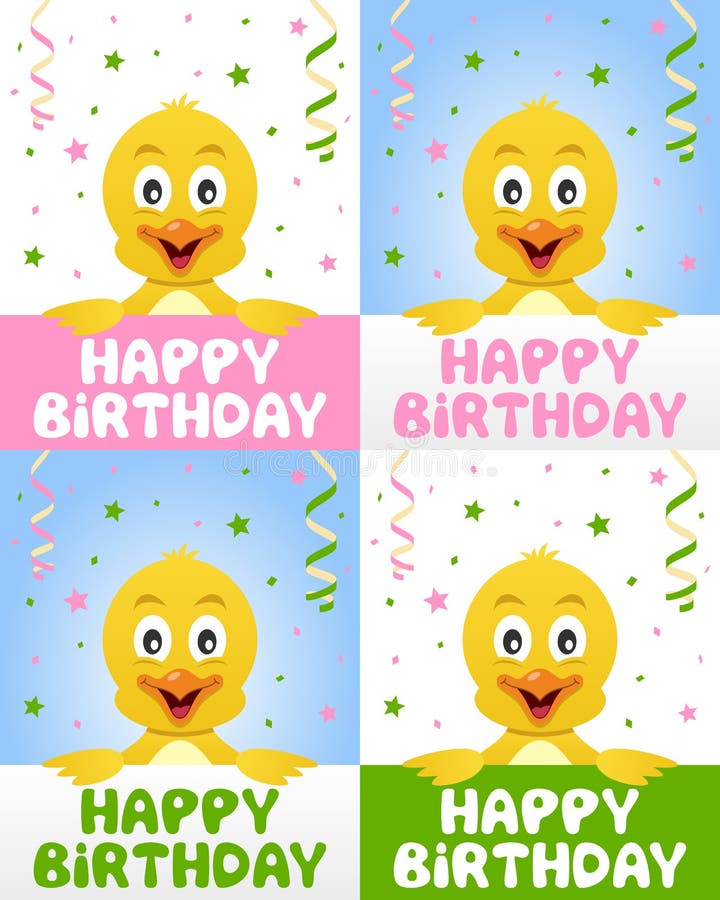 Polluelo lindo del feliz cumpleaños ilustración del vector Polluelo lindo del feliz cumpleaños ilustración del vector