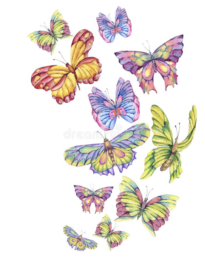 Tarjeta de felicitación del vintage de la acuarela con las mariposas coloridas libre illustration Tarjeta de felicitación del vintage de la acuarela con las mariposas coloridas libre illustration