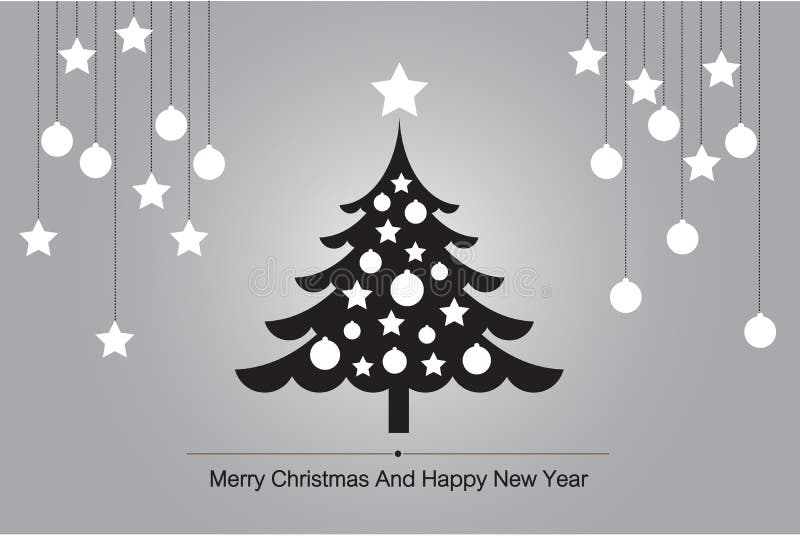 Tarjeta de felicitación del árbol de navidad con el vector de la silueta para el ejemplo del fondo stock de ilustración Tarjeta de felicitación del árbol de navidad con el vector de la silueta para el ejemplo del fondo stock de ilustración