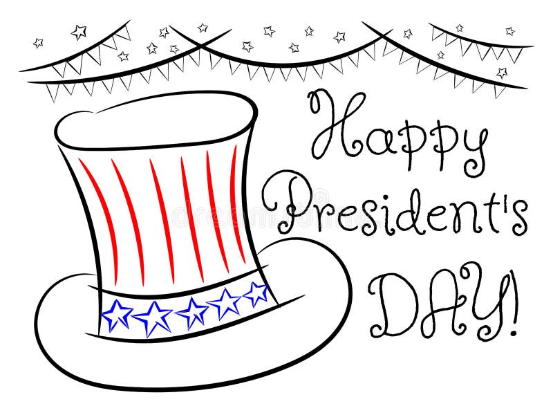 Tarjeta de felicitación feliz del bosquejo del día del ` s del presidente aislada