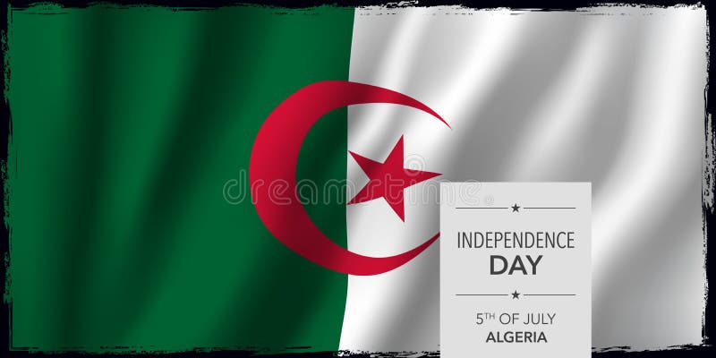 Tarjeta de felicitación feliz del Día de la Independencia de Argelia, ejemplo del vector de la bandera libre illustration Tarjeta de felicitación feliz del Día de la Independencia de Argelia, ejemplo del vector de la bandera libre illustration
