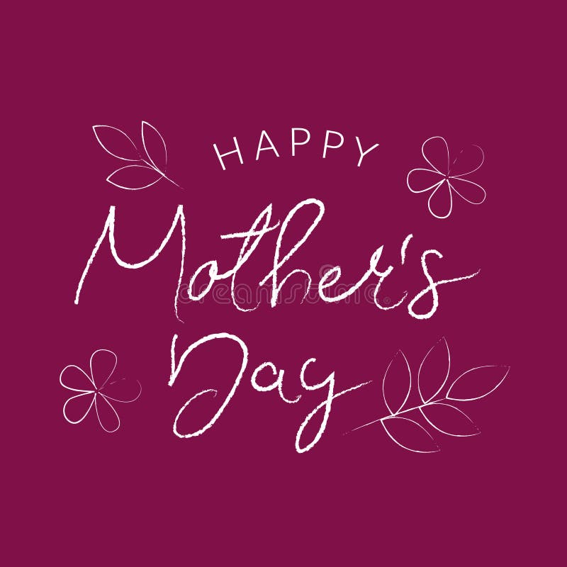 Tarjeta de felicitación feliz del día de madres Diseño caligráfico en el storek blanco del grunge de la tiza aislado en fondo ros stock de ilustración Tarjeta de felicitación feliz del día de madres Diseño caligráfico en el storek blanco del grunge de la tiza aislado en fondo ros stock de ilustración