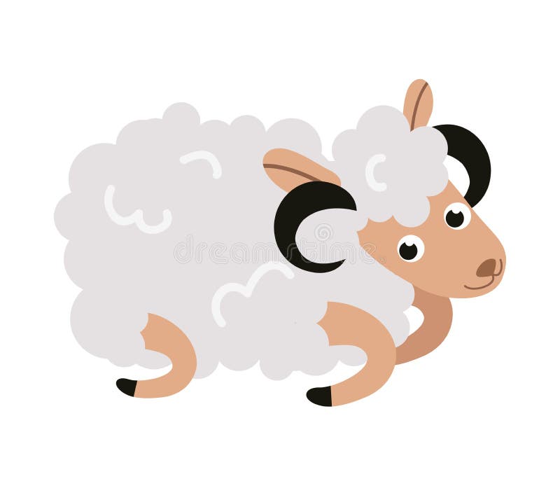 Tarjeta de felicitación plana del personaje de dibujos animados de las ovejas de la Navidad stock de ilustración Tarjeta de felicitación plana del personaje de dibujos animados de las ovejas de la Navidad stock de ilustración