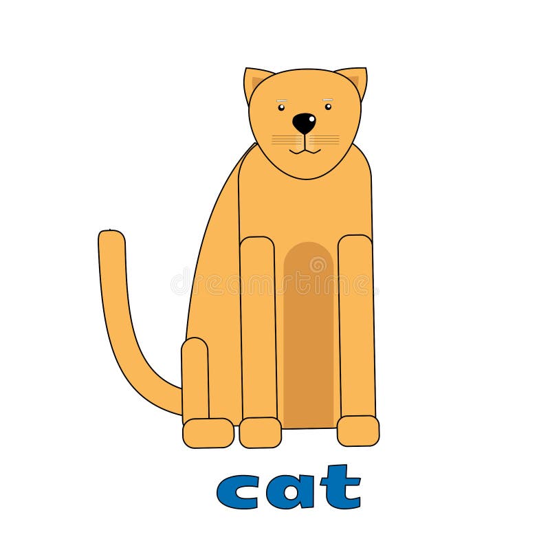 Tarjeta De Ginger Cat Para Clases De Inglés. Ilustración Vectorial