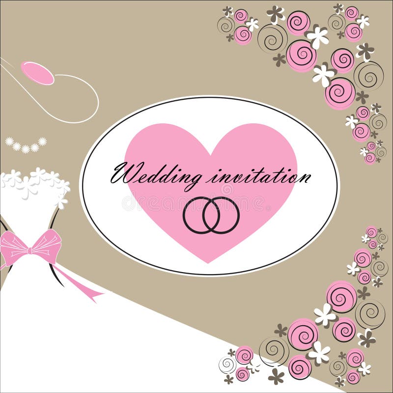 Tarjeta de la invitación de la boda con los elementos florales ilustración del vector Tarjeta de la invitación de la boda con los elementos florales ilustración del vector