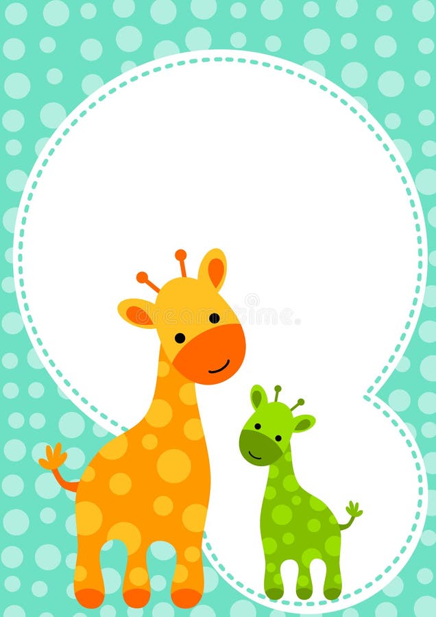 Tarjeta de la invitación de la jirafa de la fiesta de bienvenida al bebé