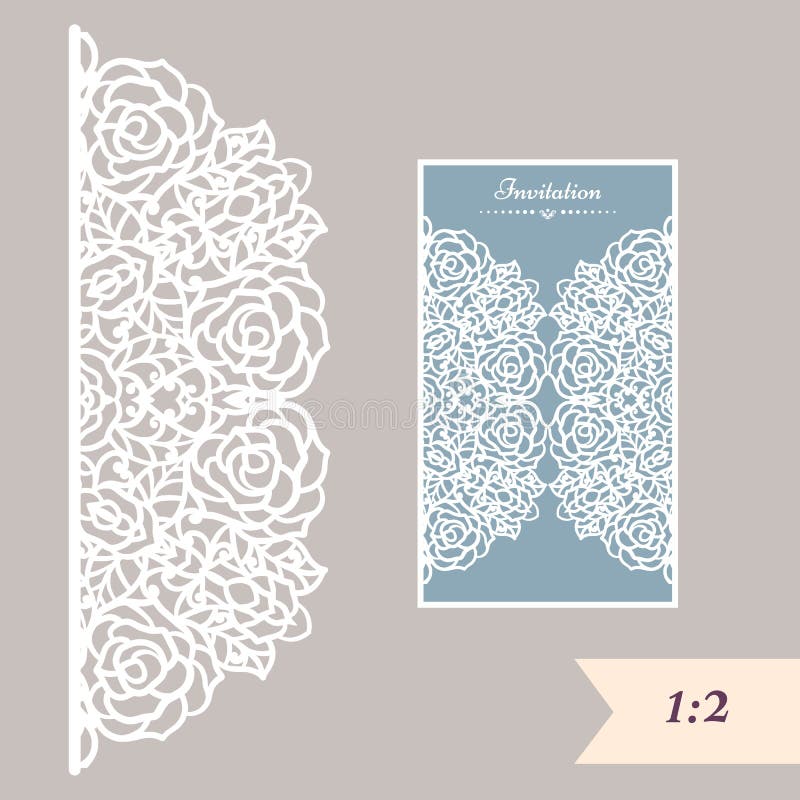Tarjeta de la invitación o de felicitación de la boda con el ornamento abstracto Plantilla del sobre del vector para el corte del stock de ilustración Tarjeta de la invitación o de felicitación de la boda con el ornamento abstracto Plantilla del sobre del vector para el corte del stock de ilustración