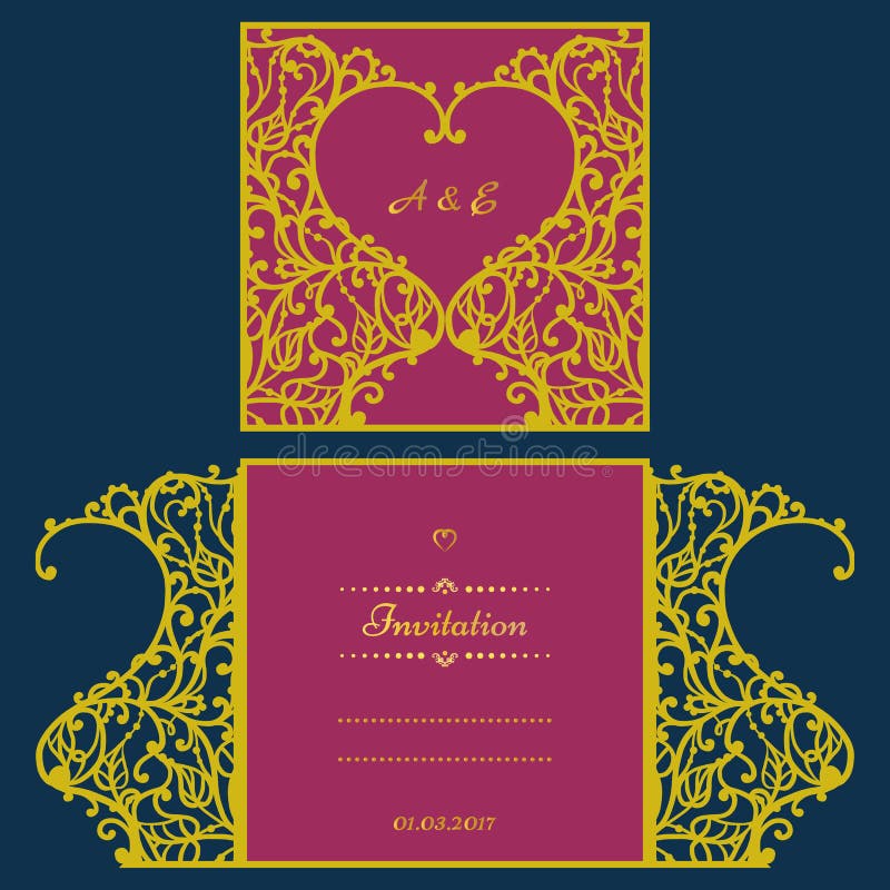 Tarjeta de la invitación o de felicitación de la boda con el ornamento abstracto Plantilla del sobre del vector para el corte del ilustración del vector Tarjeta de la invitación o de felicitación de la boda con el ornamento abstracto Plantilla del sobre del vector para el corte del ilustración del vector