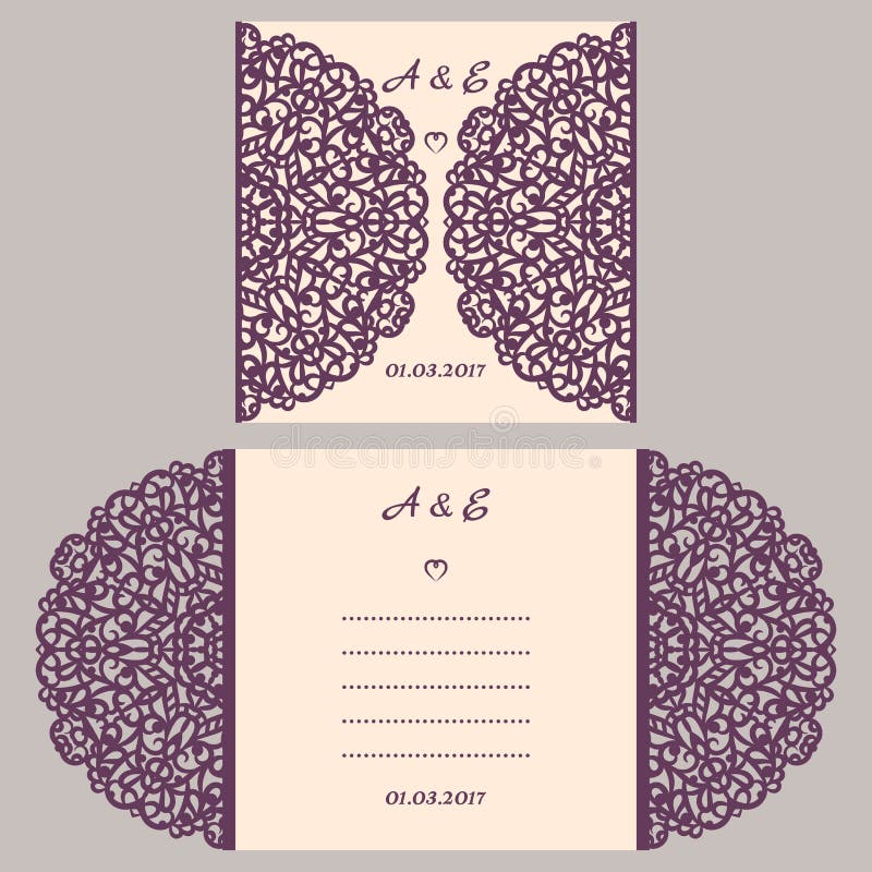 Tarjeta de la invitación o de felicitación de la boda con el ornamento abstracto Plantilla del sobre del vector para el corte del libre illustration Tarjeta de la invitación o de felicitación de la boda con el ornamento abstracto Plantilla del sobre del vector para el corte del libre illustration