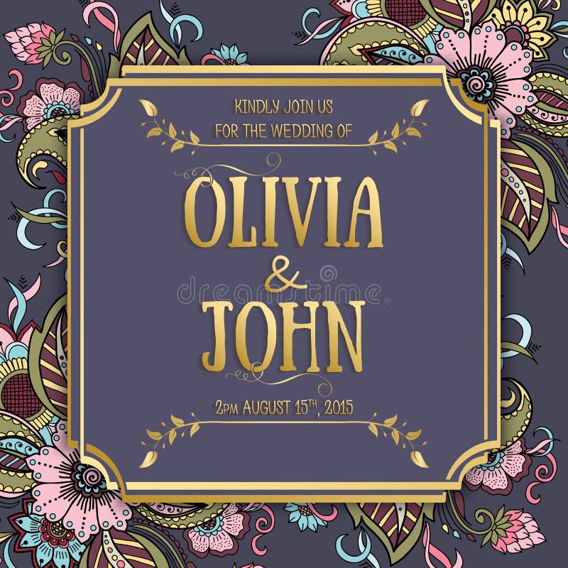 Tarjeta de la invitación y del aviso de la boda con las ilustraciones florales del fondo Fondo floral adornado elegante libre illustration Tarjeta de la invitación y del aviso de la boda con las ilustraciones florales del fondo Fondo floral adornado elegante libre illustration