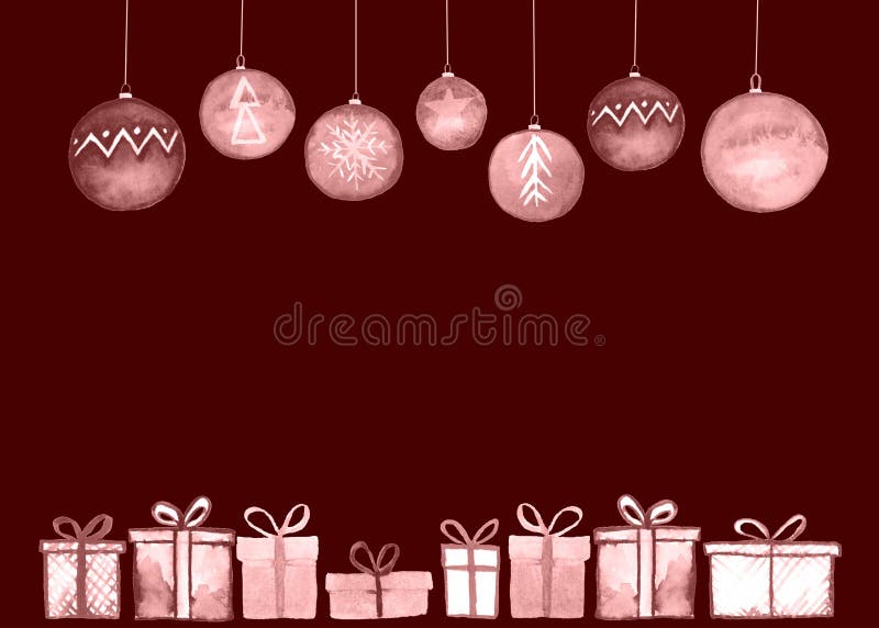Tarjeta de las bolas de los regalos de Navidad ilustración del vector Tarjeta de las bolas de los regalos de Navidad ilustración del vector