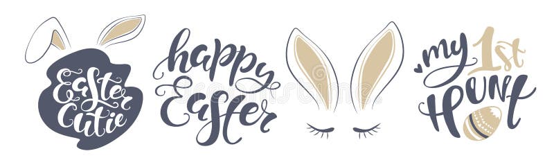Tarjeta de letras feliz del conejito de pascua del vector cita para diseñar la tarjeta de felicitación, cartel, bandera, arte imp ilustración del vector Tarjeta de letras feliz del conejito de pascua del vector cita para diseñar la tarjeta de felicitación, cartel, bandera, arte imp ilustración del vector