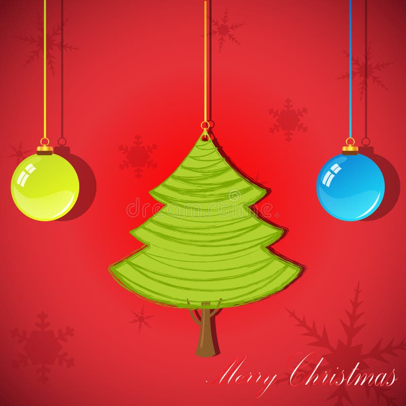 Tarjeta de Navidad con el árbol de Navidad stock de ilustración