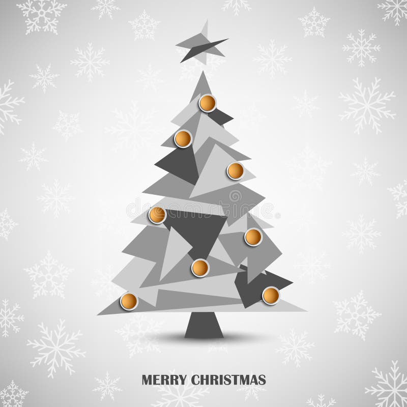 Tarjeta de Navidad con la plantilla triangular gris del árbol del extracto stock de ilustración Tarjeta de Navidad con la plantilla triangular gris del árbol del extracto stock de ilustración