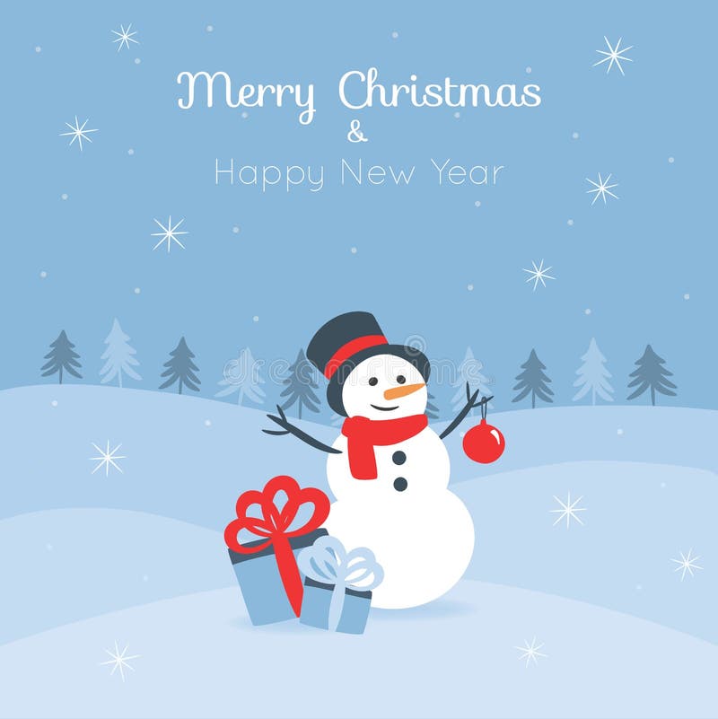 Tarjeta de Navidad con un muñeco de nieve lindo libre illustration