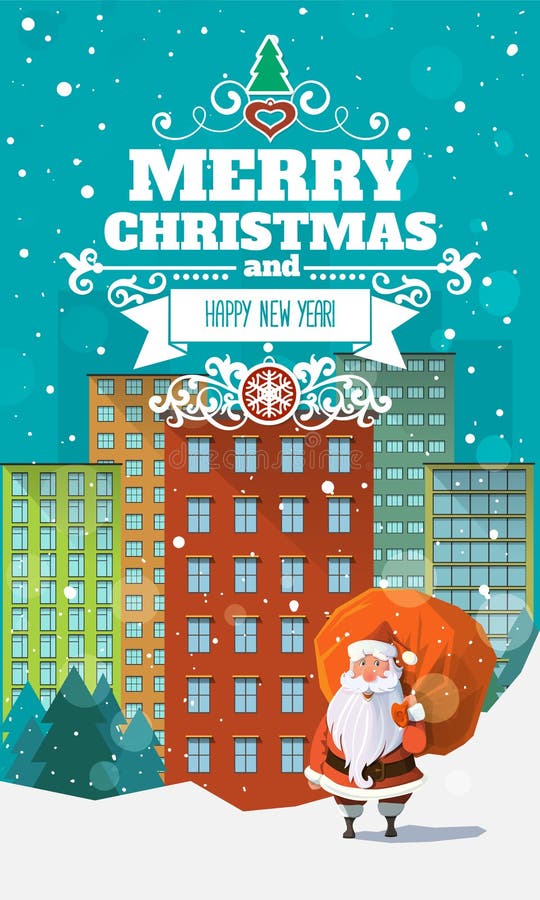 Tarjeta de Navidad plana moderna elegante con la insignia ilustración del vector Tarjeta de Navidad plana moderna elegante con la insignia ilustración del vector