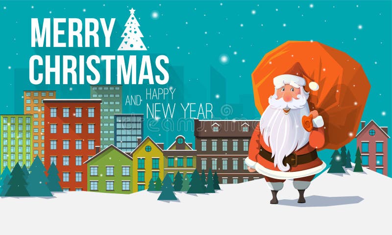Tarjeta de Navidad plana moderna elegante del vector con el saludo ilustración del vector Tarjeta de Navidad plana moderna elegante del vector con el saludo ilustración del vector