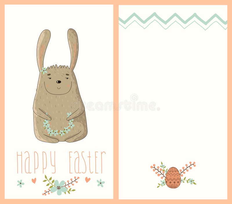Tarjeta de pascua feliz con el conejito lindo stock de ilustración Tarjeta de pascua feliz con el conejito lindo stock de ilustración