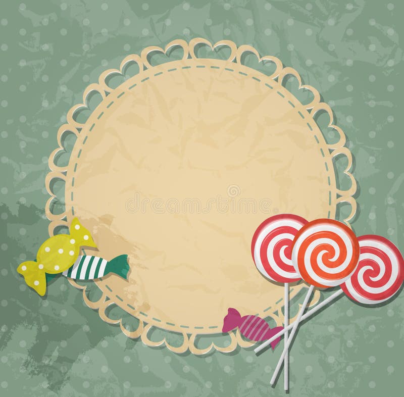 Tarjeta de regalo con los elementos del diseño del caramelo. Vector libre illustration Tarjeta de regalo con los elementos del diseño del caramelo. Vector libre illustration
