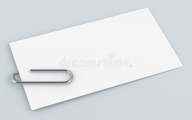 Tarjeta de visita en blanco con el clip en la tabla, de papel del metal representaci?n 3D stock de ilustración Tarjeta de visita en blanco con el clip en la tabla, de papel del metal representaci?n 3D stock de ilustración