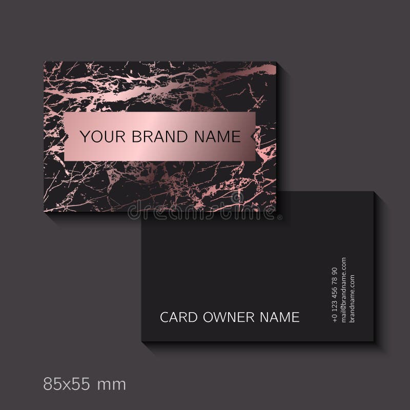 Chic and elegant ready made business card with faux rose gold marble texture. Modern multipurpose minimalist style card template with stamped metal texture. Ready to print. Branding and identity graphic design vector template kit. Chic and elegant ready made business card with faux rose gold marble texture. Modern multipurpose minimalist style card template with stamped metal texture. Ready to print. Branding and identity graphic design vector template kit