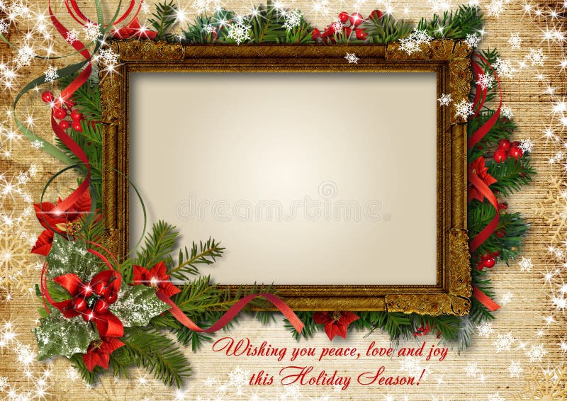 Tarjeta de ?hristmas del vintage con el marco para la foto o el texto stock de ilustración Tarjeta de ?hristmas del vintage con el marco para la foto o el texto stock de ilustración