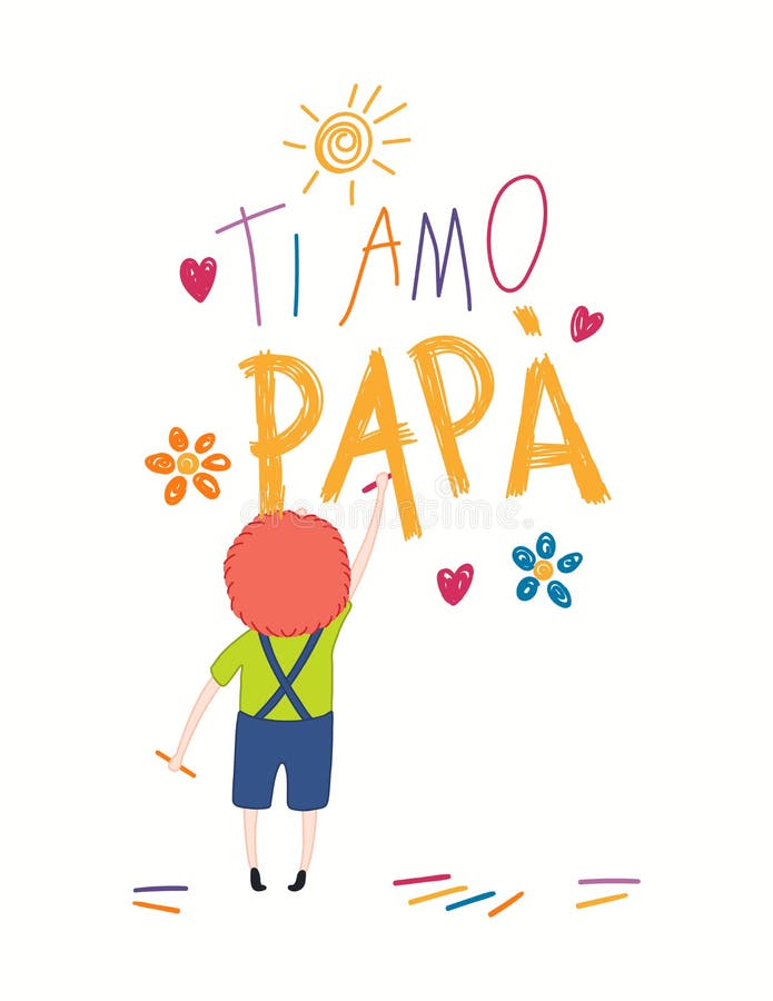  Tarjeta Del Día Del Padre Con Dibujo De Niño Ilustración del Vector