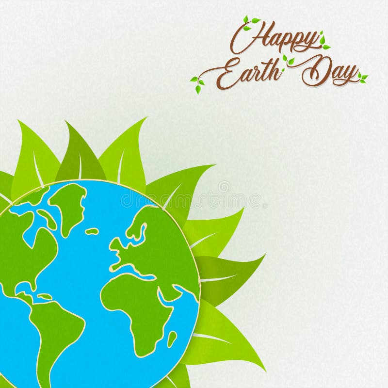 Tarjeta del Día de la Tierra del planeta verde con la hoja ilustración del vector Tarjeta del Día de la Tierra del planeta verde con la hoja ilustración del vector