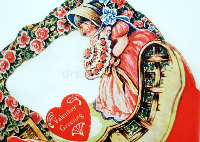 Tarjeta del día de San Valentín antigua foto de archivo Tarjeta del día de San Valentín antigua foto de archivo