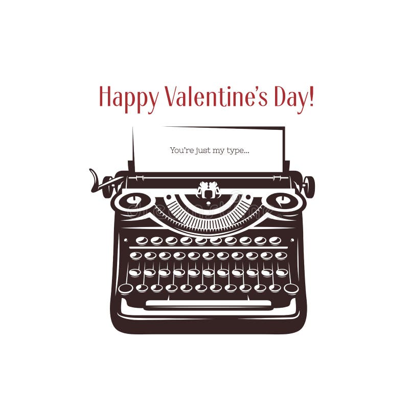 Tarjeta del día de tarjeta del día de San Valentín Máquina de escribir del vintage con el texto stock de ilustración Tarjeta del día de tarjeta del día de San Valentín Máquina de escribir del vintage con el texto stock de ilustración